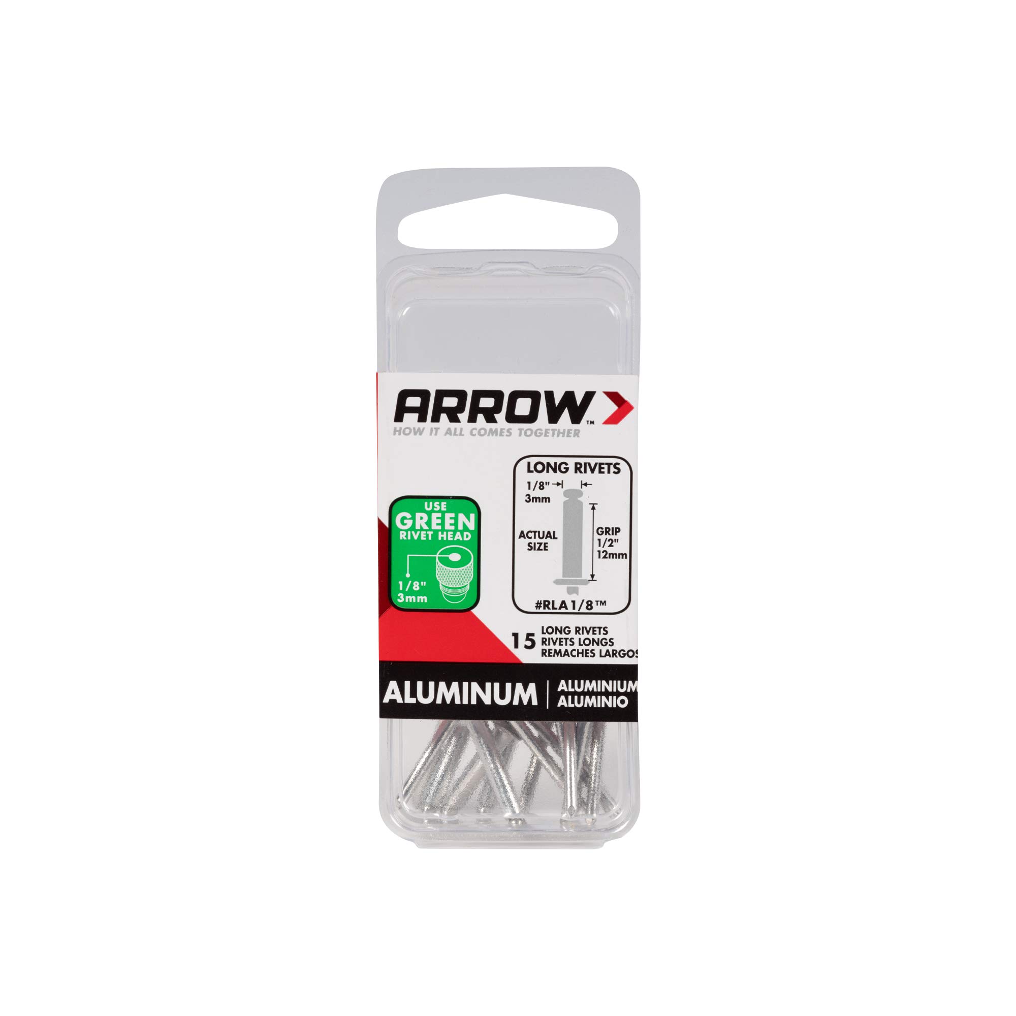 Arrow RLA1/8 Long Aluminum 1/8-Inch Pop Rivets for Metal, Fabric